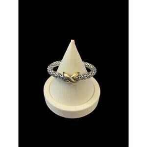 Two Tone X Cuff Bracelet